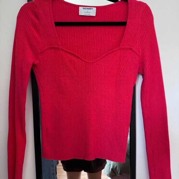 Red Long-Sleeve Ribbed Sweater Old Navy - Picture 2 of 4